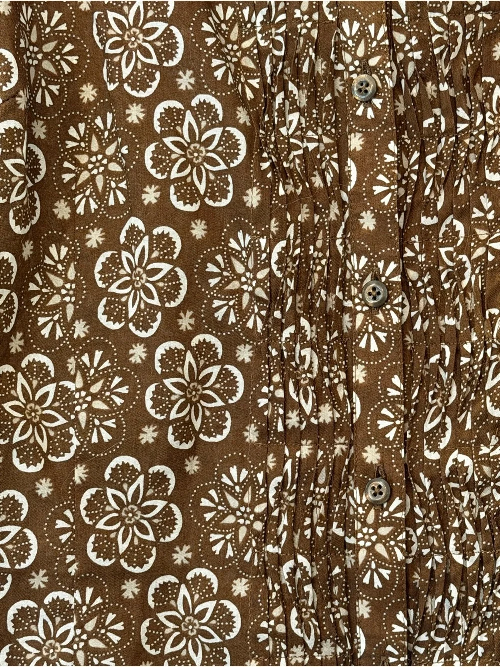 LOFT Brown Floral Short Sleeve Blouse